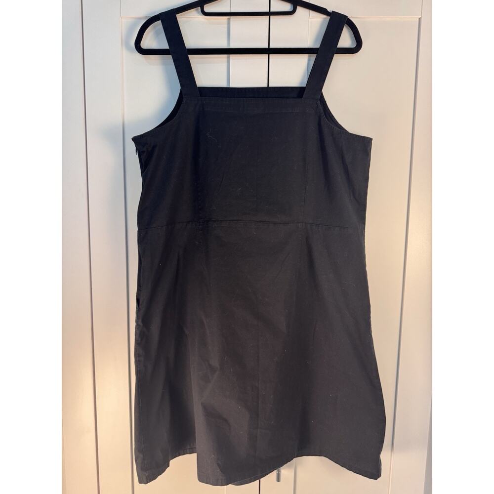 Eileen Fisher Organic Cotton Poplin Apron Dress Womens Black Size M Pinafore